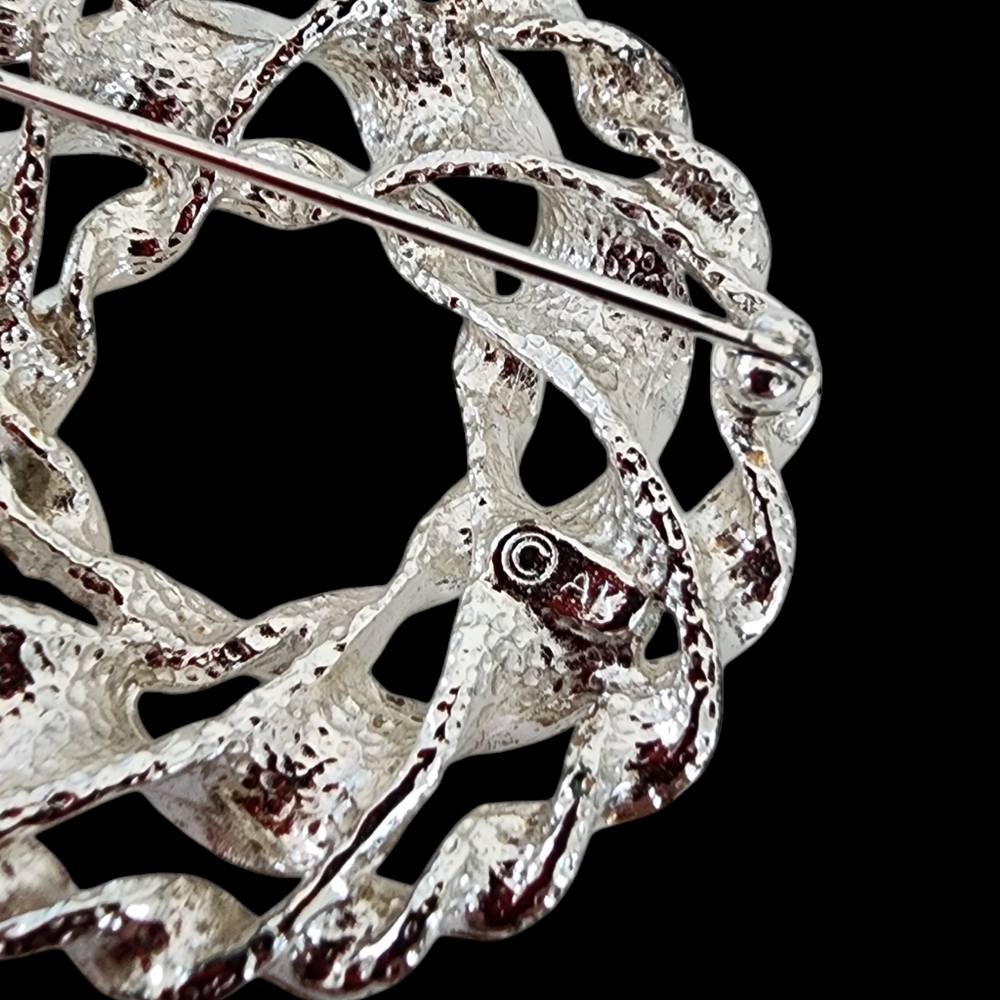 Anne Klein vintage brooch vintage pin retro silver tone - Picture 4 of 12